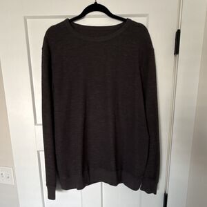 True Grit Men's Crew Neck Pullover Sweater Dark Gray Knit Long Sleeve L